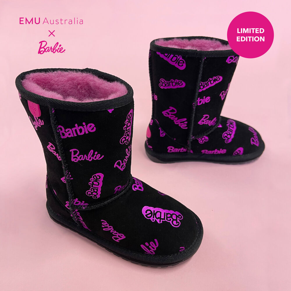 Emu Barbie™ Wallaby Print Lo Stiefel Kinder Schwarz Deutschland FTA460873