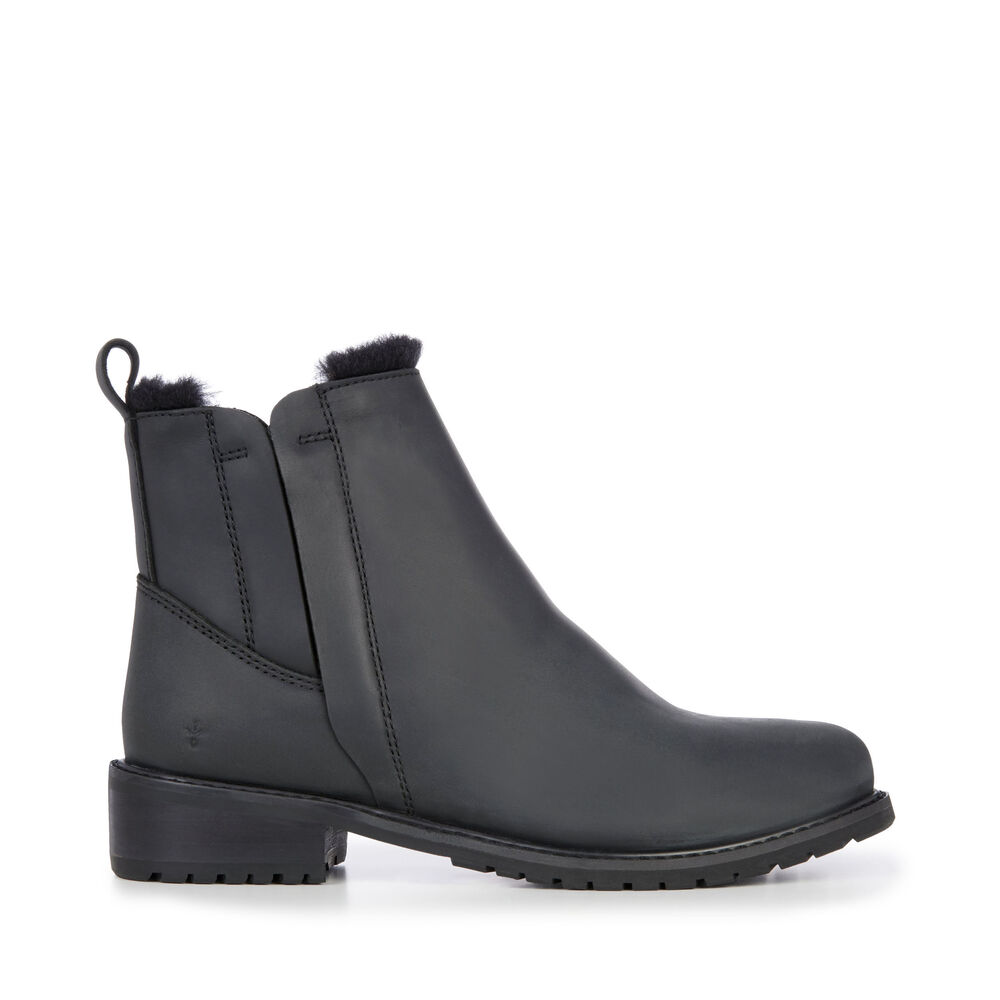Emu Pioneer Leder Stiefel Damen Schwarz Deutschland DZO158240