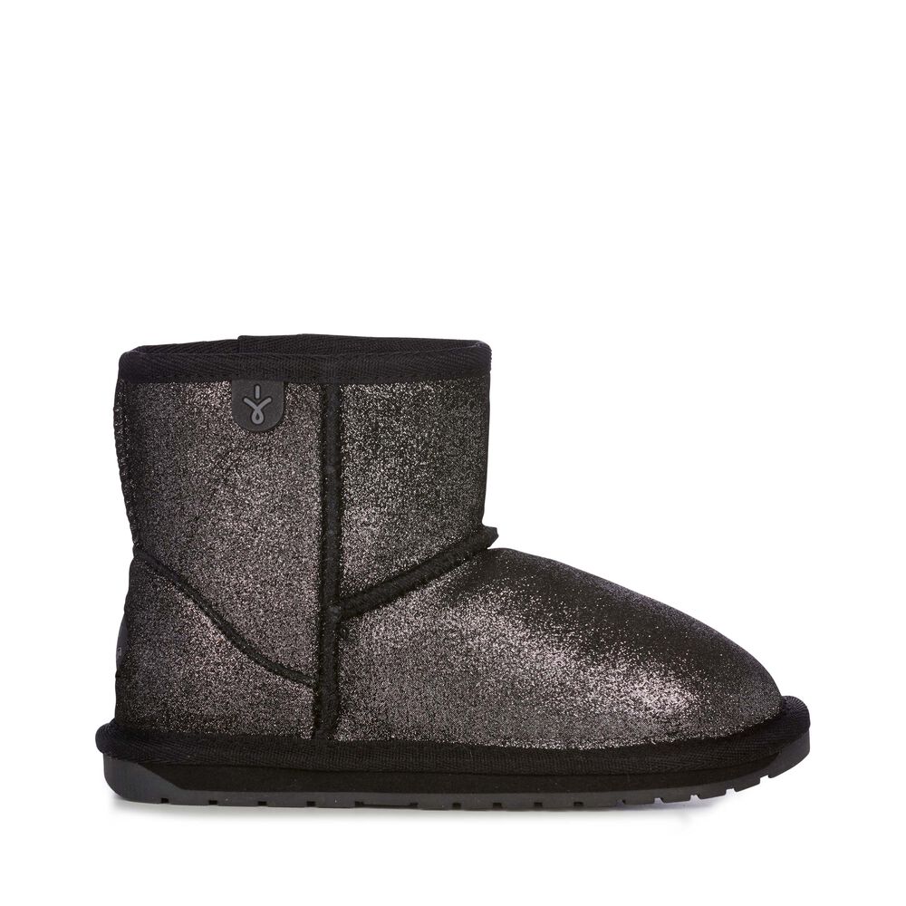 Emu Wallaby Mini Metallic Stiefel Kinder Schwarz Deutschland QSW018729
