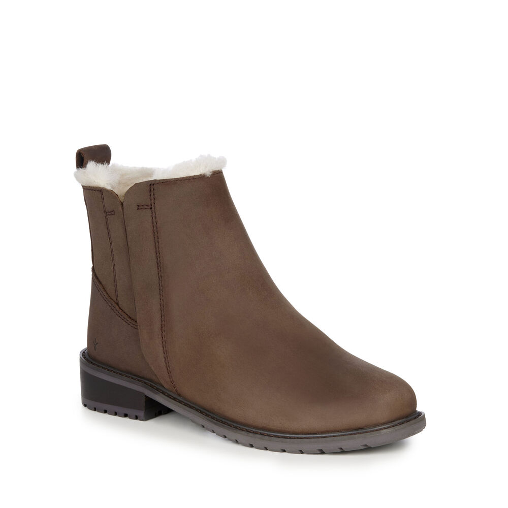 Emu Pioneer Leder Stiefel Damen Schokolade Deutschland DOU971340