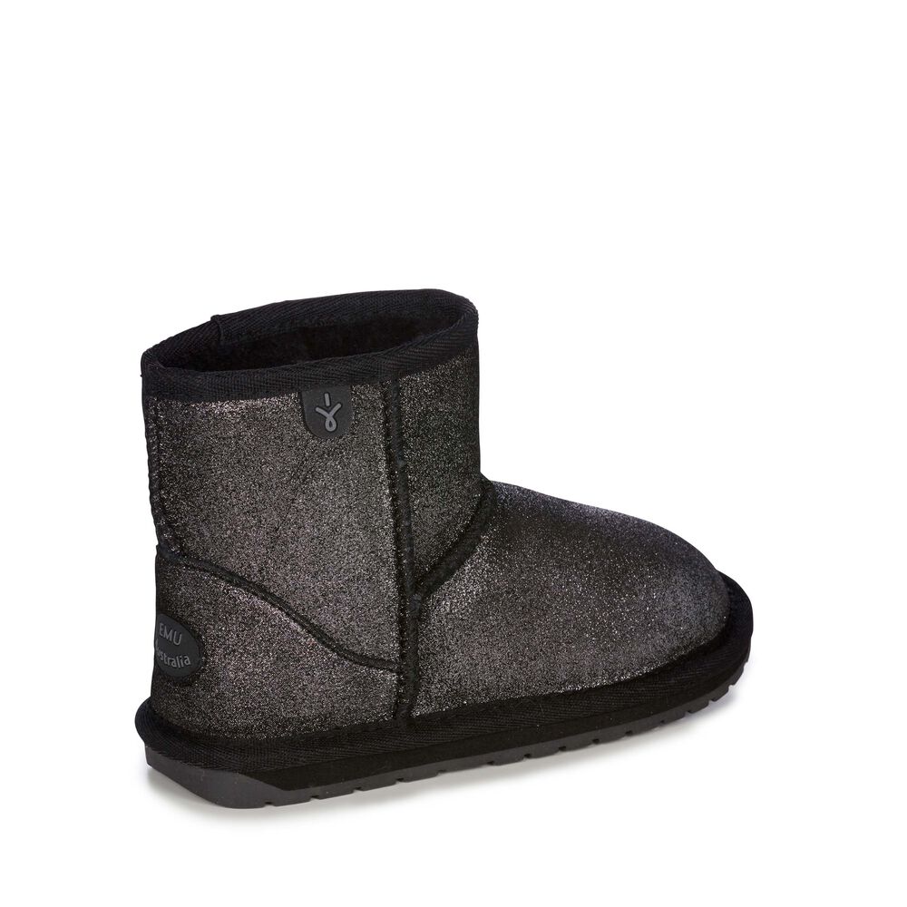 Emu Wallaby Mini Metallic Stiefel Kinder Schwarz Deutschland QSW018729