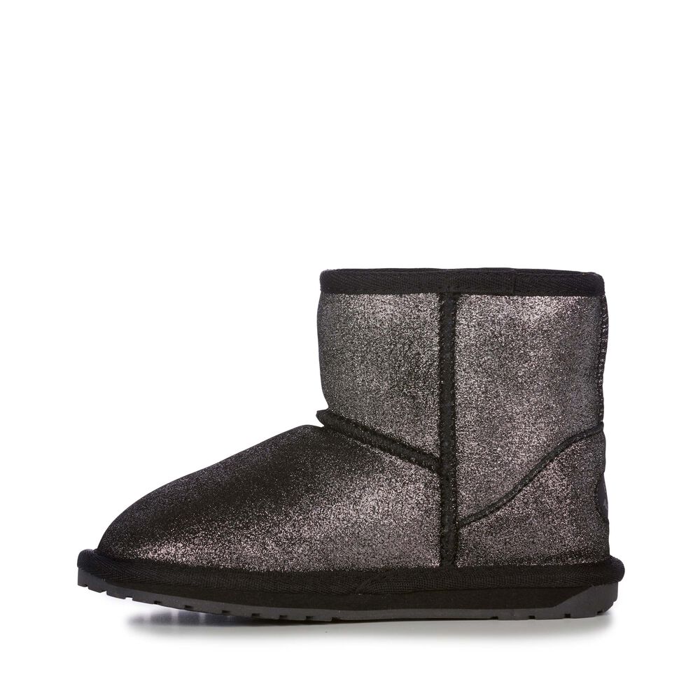 Emu Wallaby Mini Metallic Stiefel Kinder Schwarz Deutschland QSW018729